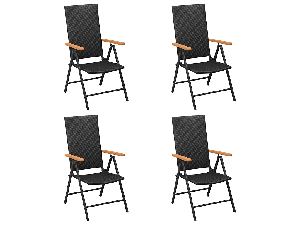 Set da Pranzo da Giardino 5 pz Nero e Marrone in Polyrattan