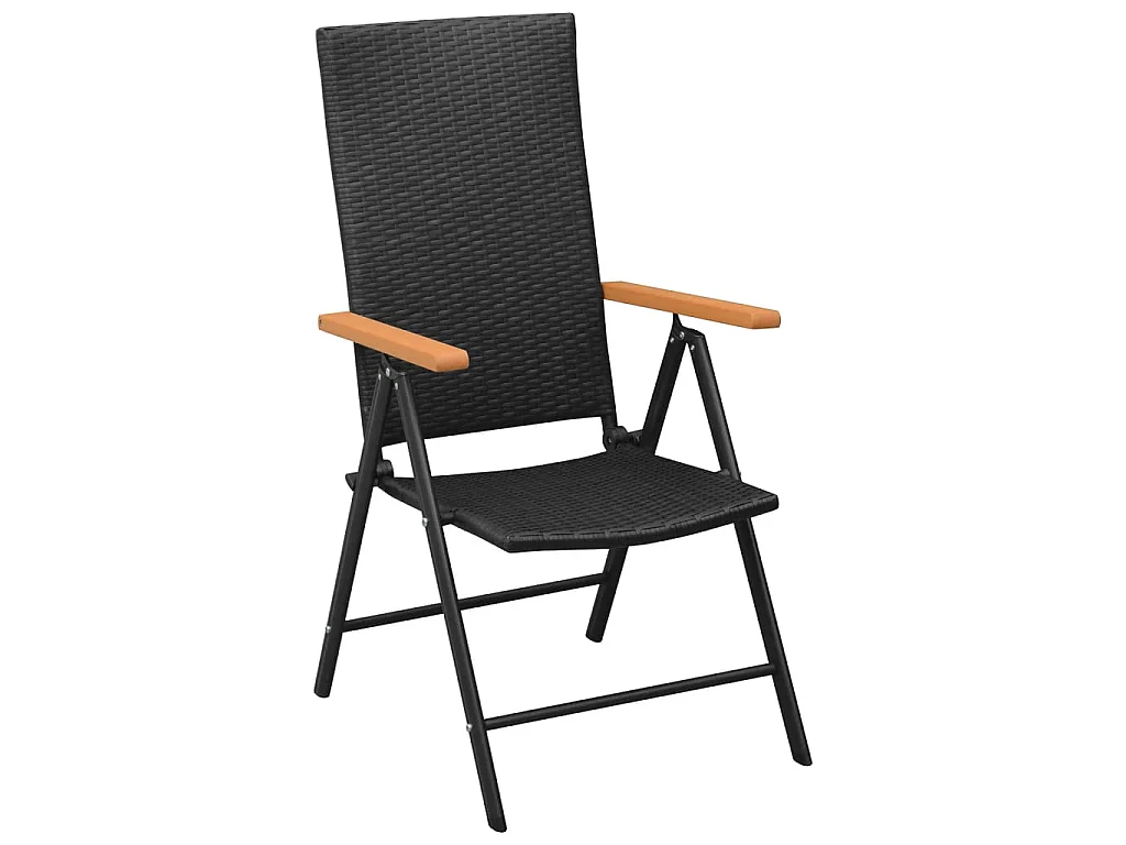 Set da Pranzo da Giardino 5 pz Nero e Marrone in Polyrattan