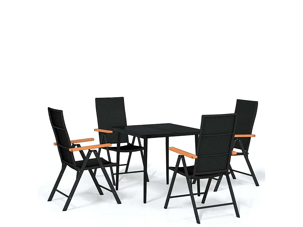 Juego de comedor para jardín 5 piezas negro