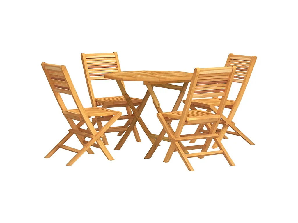 Set da Pranzo per Giardino 5 pz in Legno Massello di Teak
