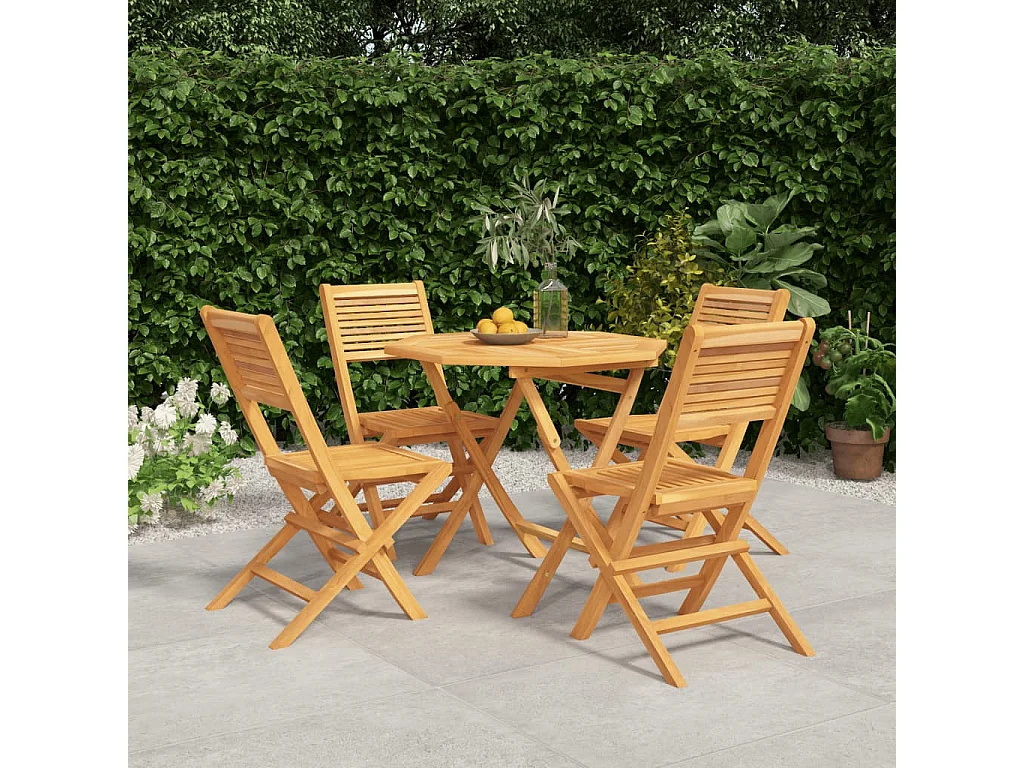 Set da Pranzo per Giardino 5 pz in Legno Massello di Teak