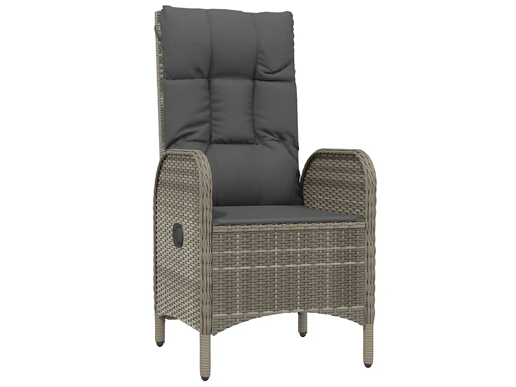 3-tlg. Garten-Essgruppe mit Kissen Grau Poly Rattan