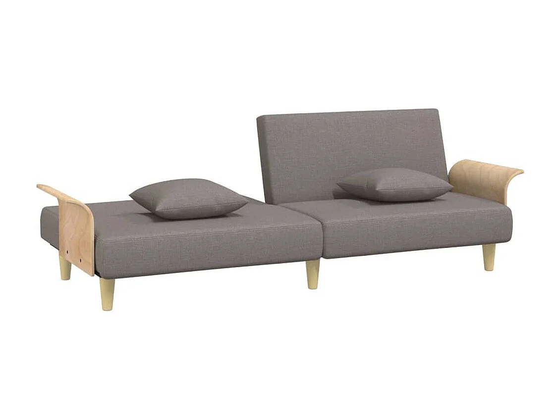 Schlafsofa mit Armlehnen Taupe Stoff