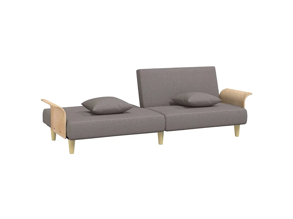 Canapé convertible clic-clac 2 places en tissu taupe