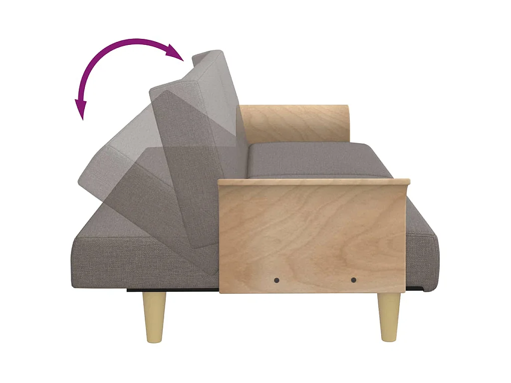 Canapé convertible clic-clac 2 places en tissu taupe
