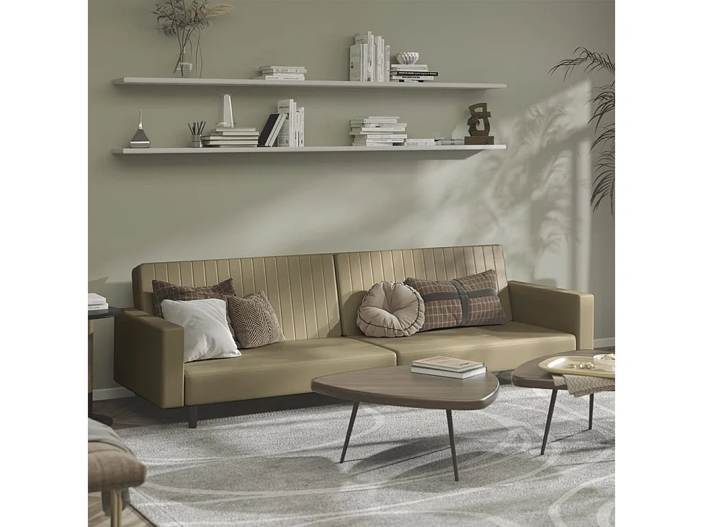 Schlafsofa 2-Sitzer Cappuccino-Braun Kunstleder