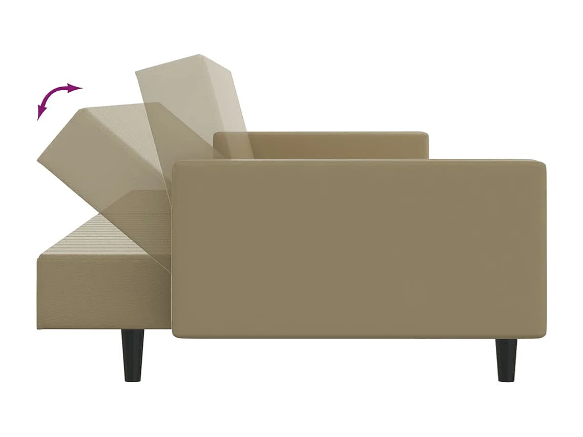 Schlafsofa 2-Sitzer Cappuccino-Braun Kunstleder