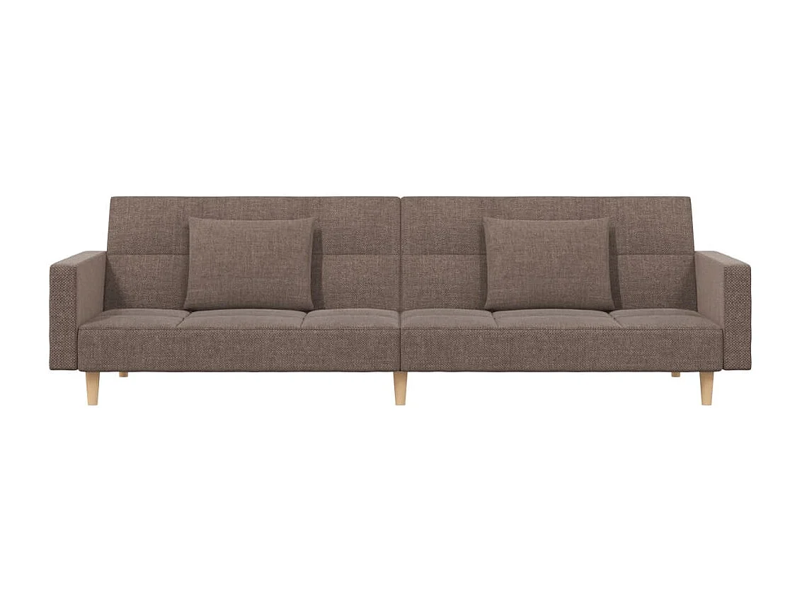 Schlafsofa 2-Sitzer mit 2 Kissen Taupe Stoff