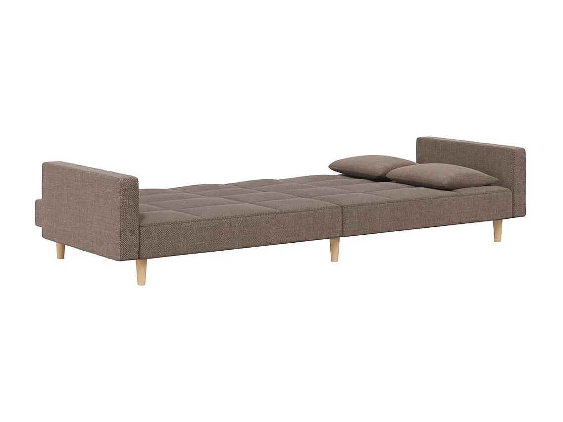 Schlafsofa 2-Sitzer mit 2 Kissen Taupe Stoff