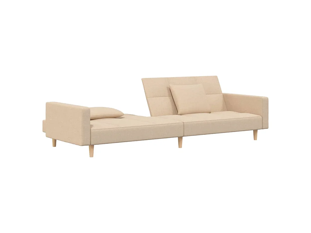 Canapé convertible clic-clac 2 places en tissu crème