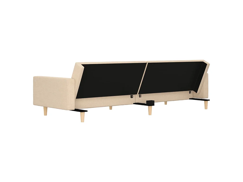 Canapé convertible clic-clac 2 places en tissu crème