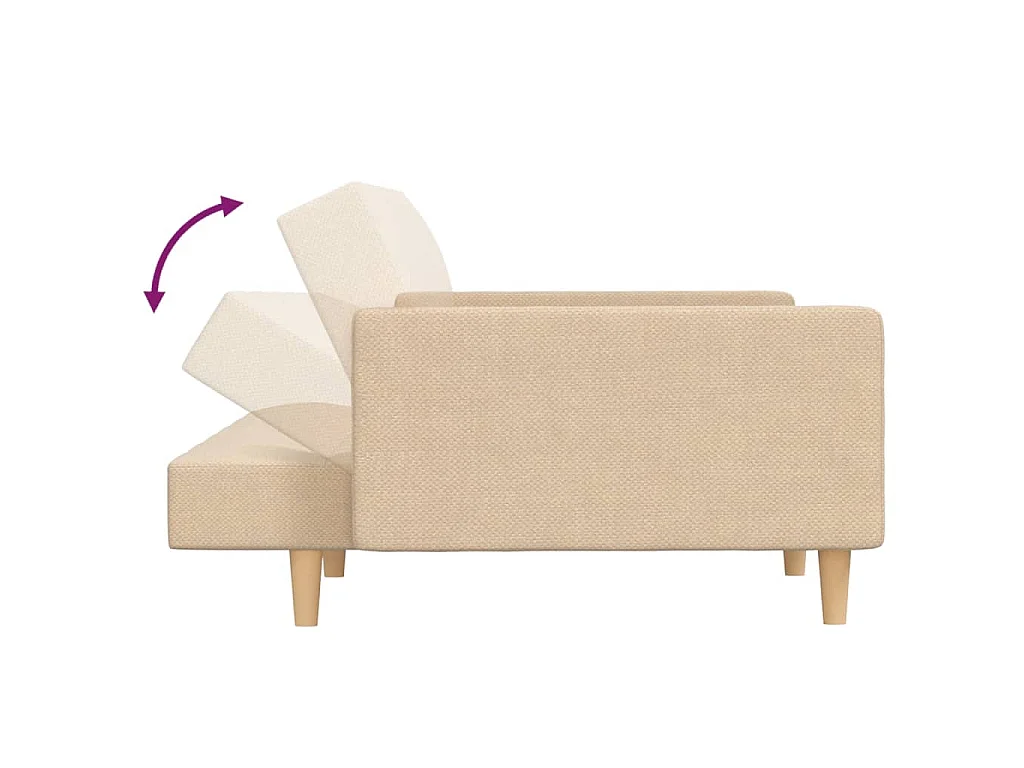 Canapé convertible clic-clac 2 places en tissu crème