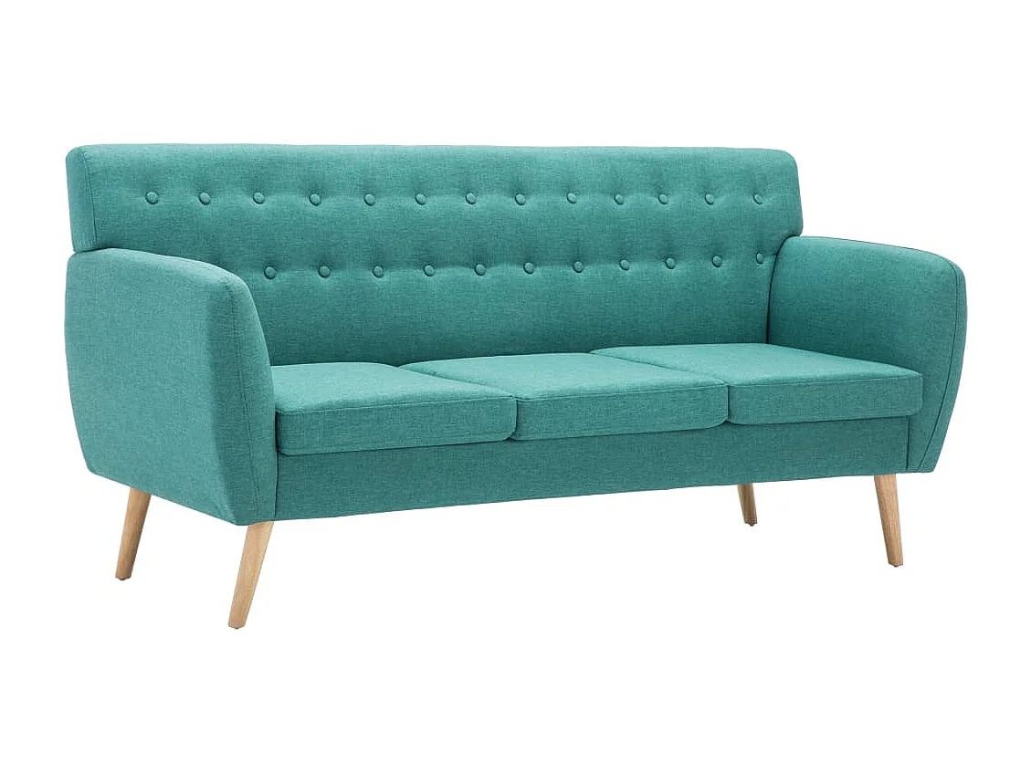 Sofá de 3 plazas tapizado de tela verde 172x70x82 cm