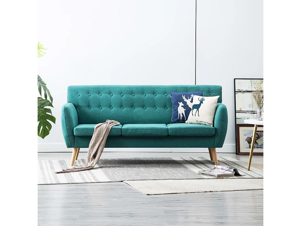Sofá de 3 plazas tapizado de tela verde 172x70x82 cm