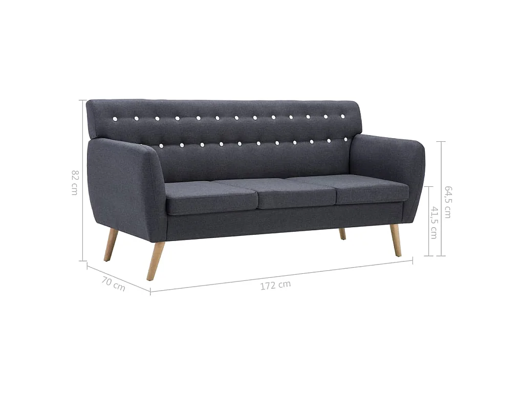 3-Sitzer-Sofa Stoff 172x70x82 cm Dunkelgrau