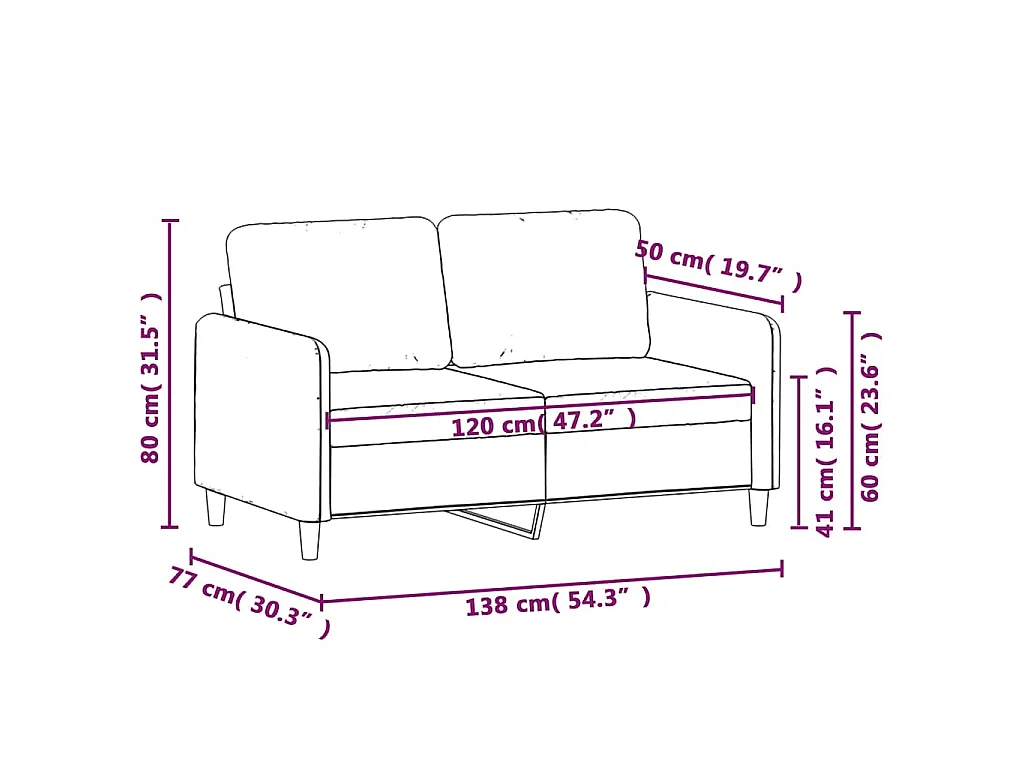 2-Sitzer-Sofa Creme 120 cm Samt