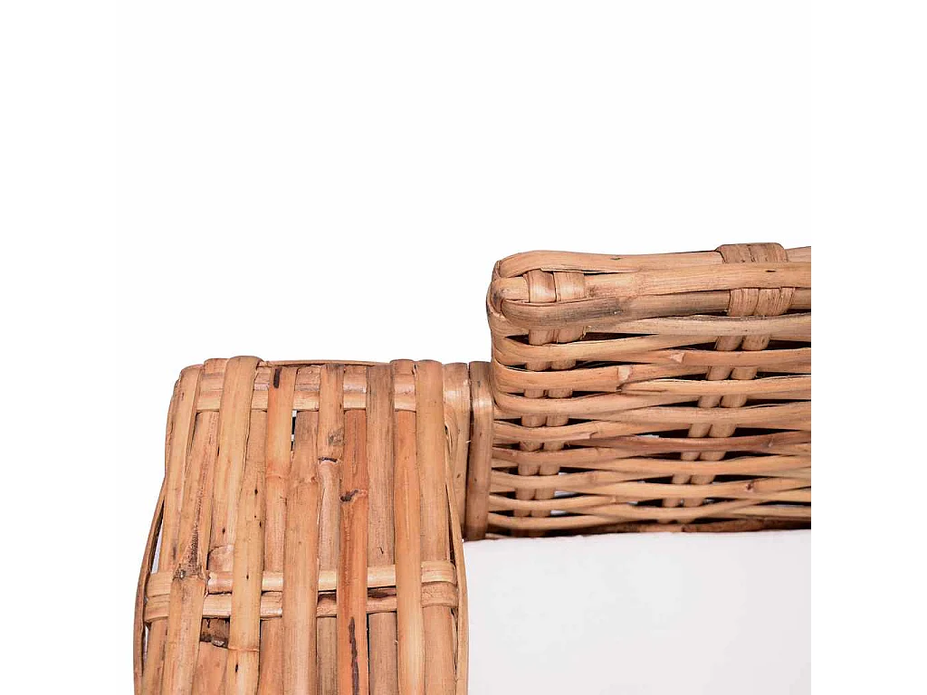 Divano a 3 Posti in Rattan Naturale