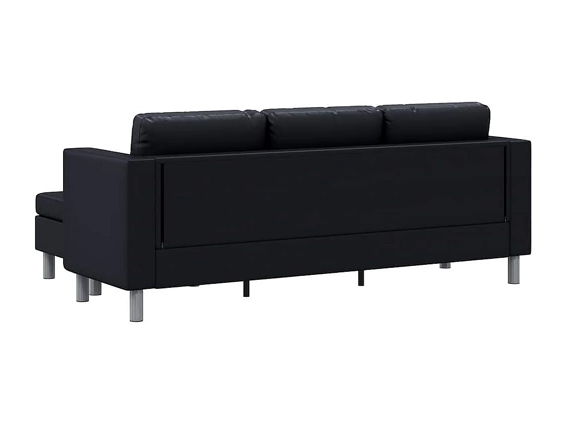 Divano Componibile a 3 Posti in Pelle Artificiale Nero