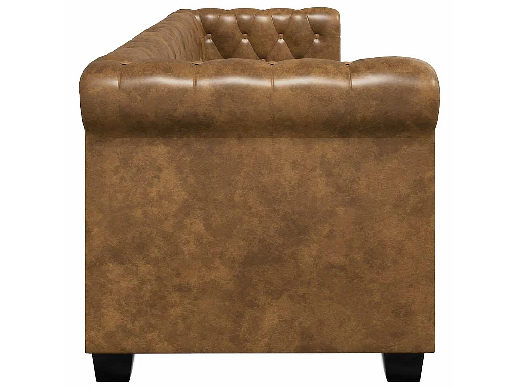 Canapé Chesterfield 3 places cuir artificiel marron