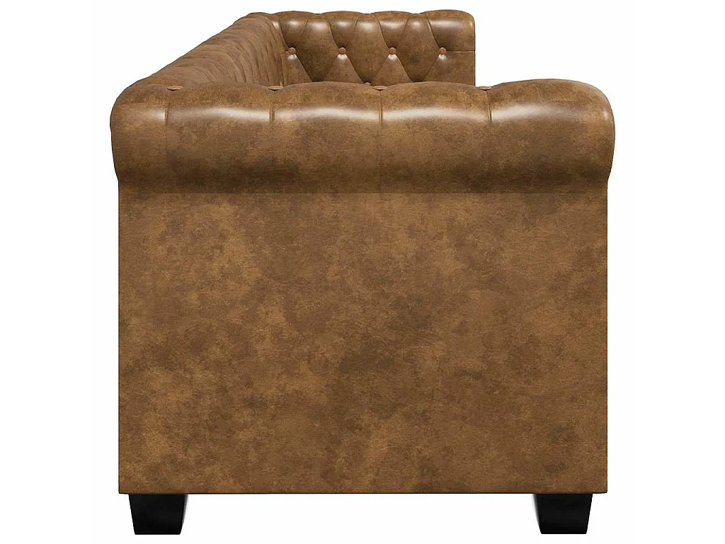 Chesterfield-Sofa 3-Sitzer Kunstleder Braun