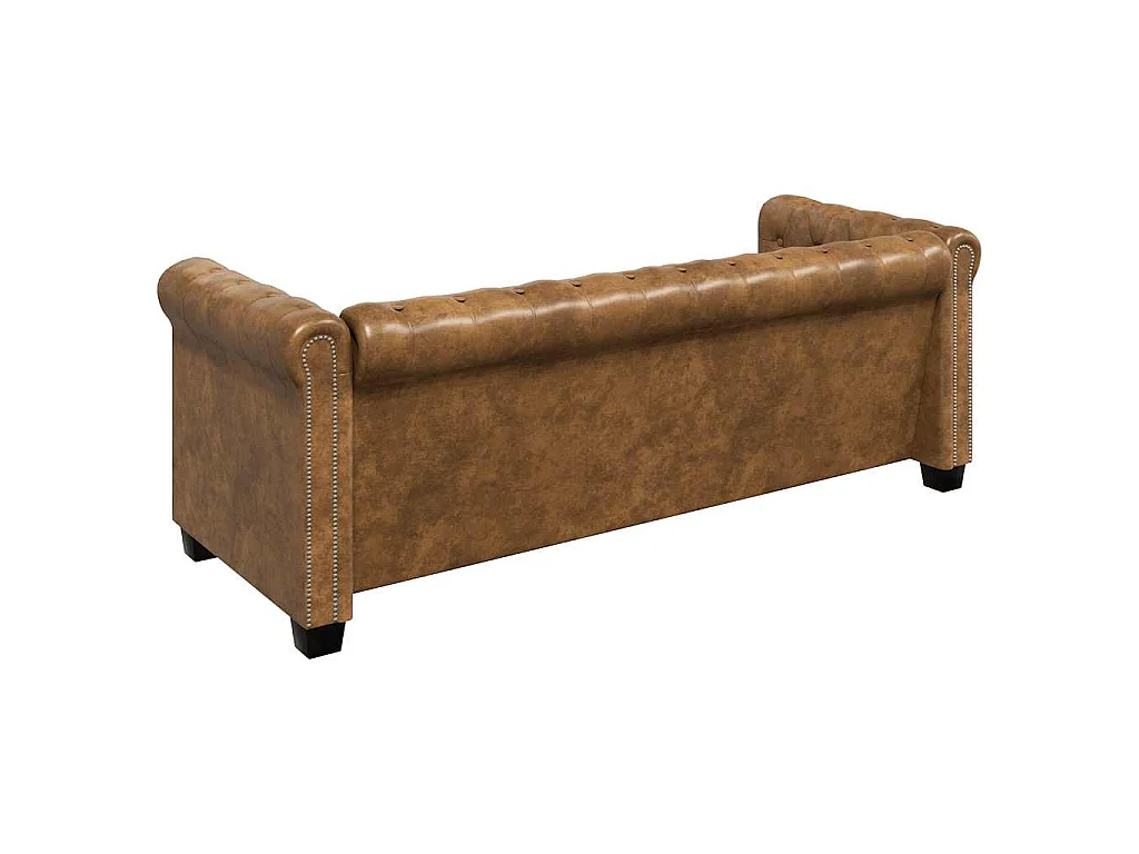 Chesterfield-Sofa 3-Sitzer Kunstleder Braun