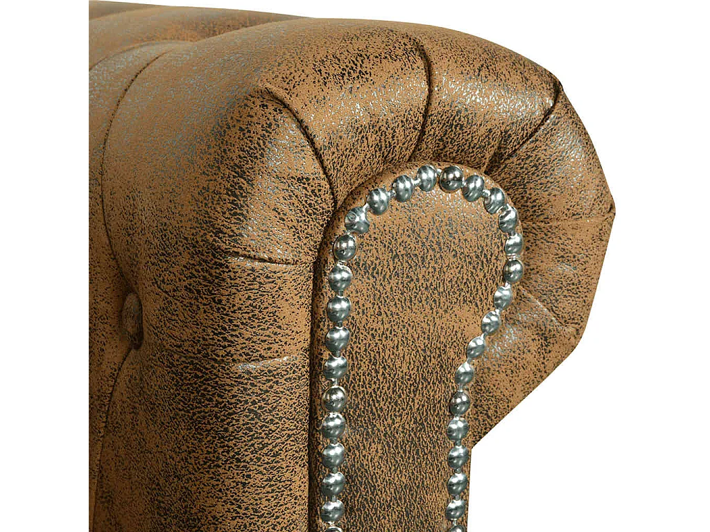 Chesterfield-Sofa 3-Sitzer Kunstleder Braun