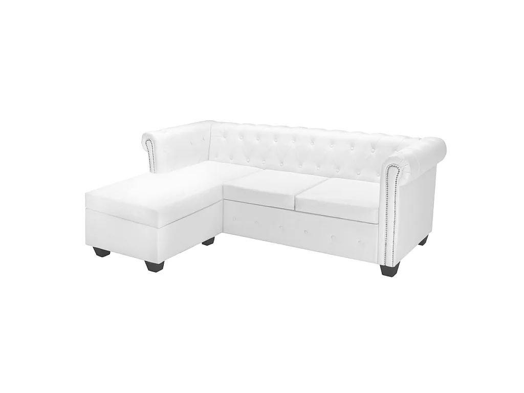 Bank Chesterfield-stijl L-vormig kunstleer wit