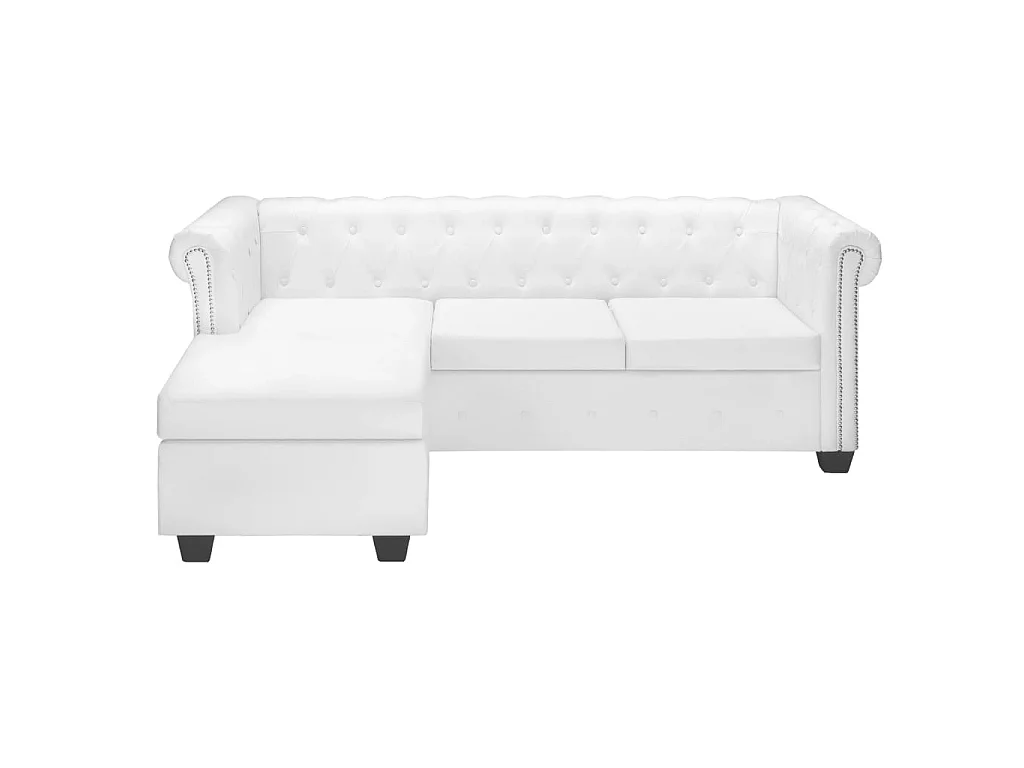 Bank Chesterfield-stijl L-vormig kunstleer wit