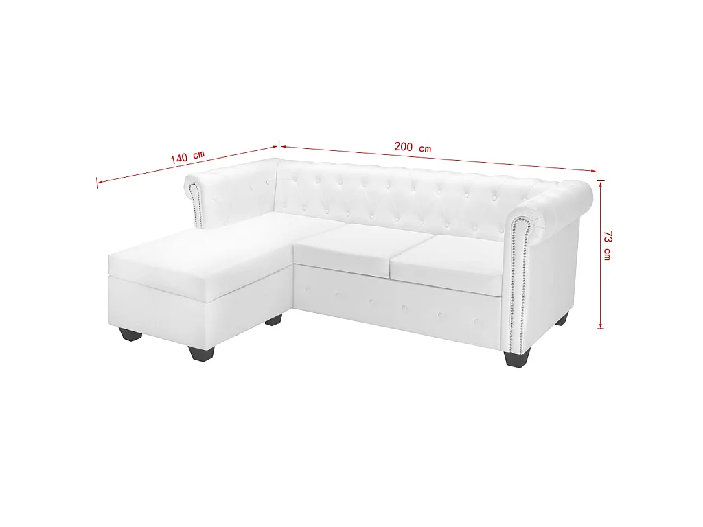 Bank Chesterfield-stijl L-vormig kunstleer wit