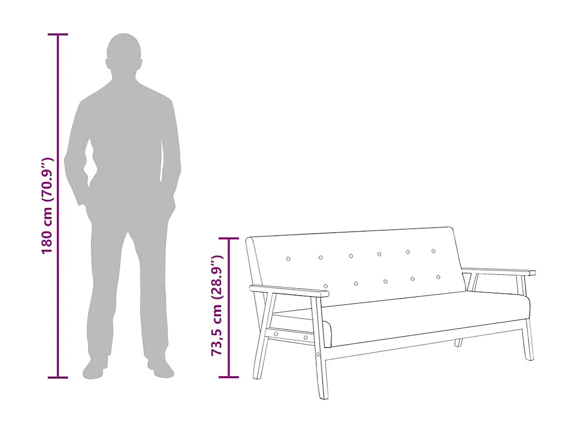 Divano a 3 Posti Nero in Similpelle