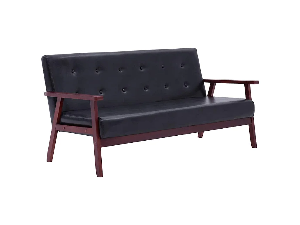 Sofa 3-Sitzer Schwarz Kunstleder