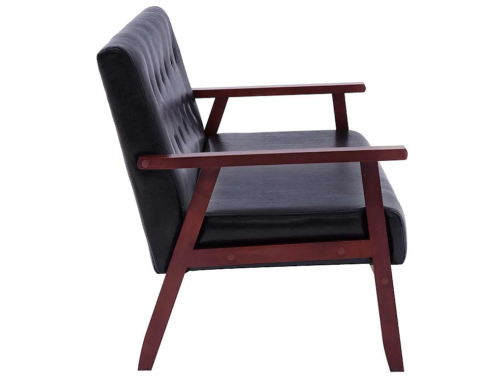 Sofa 3-Sitzer Schwarz Kunstleder