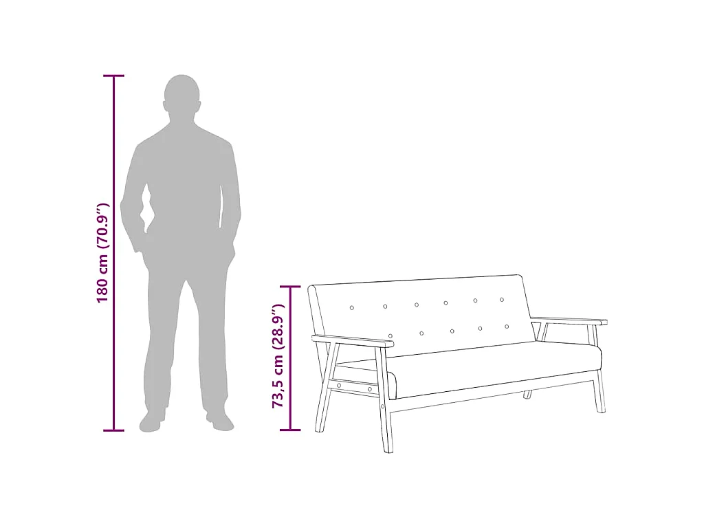 Sofa 3-Sitzer Schwarz Kunstleder