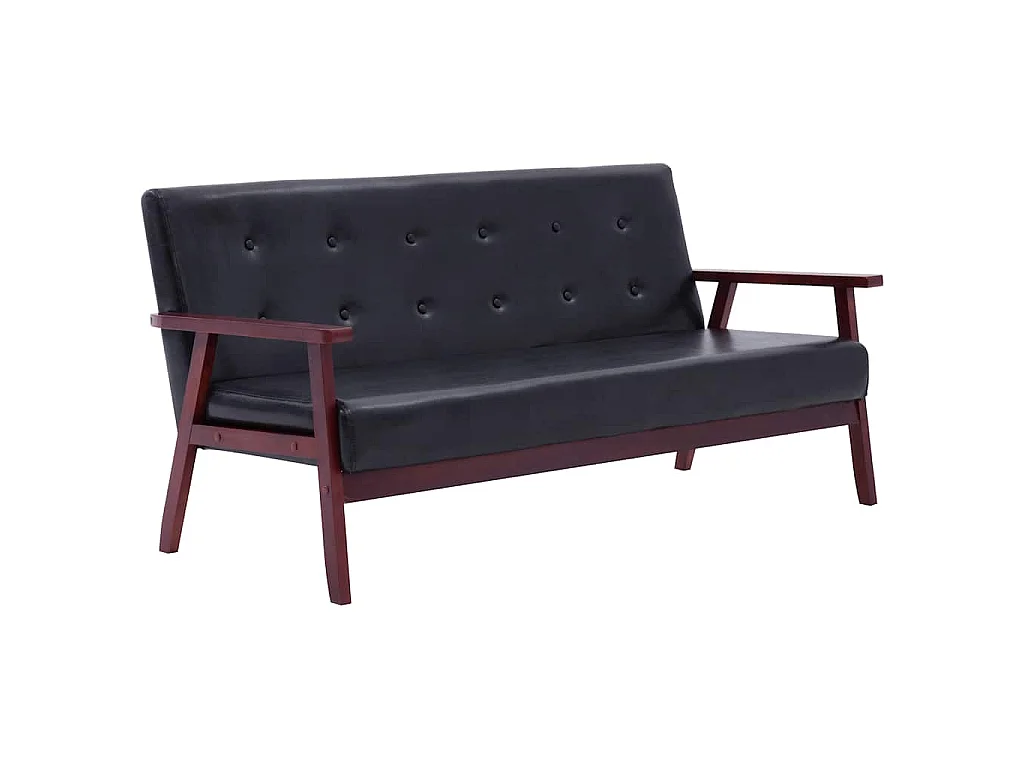 Sofa 3-Sitzer Schwarz Kunstleder