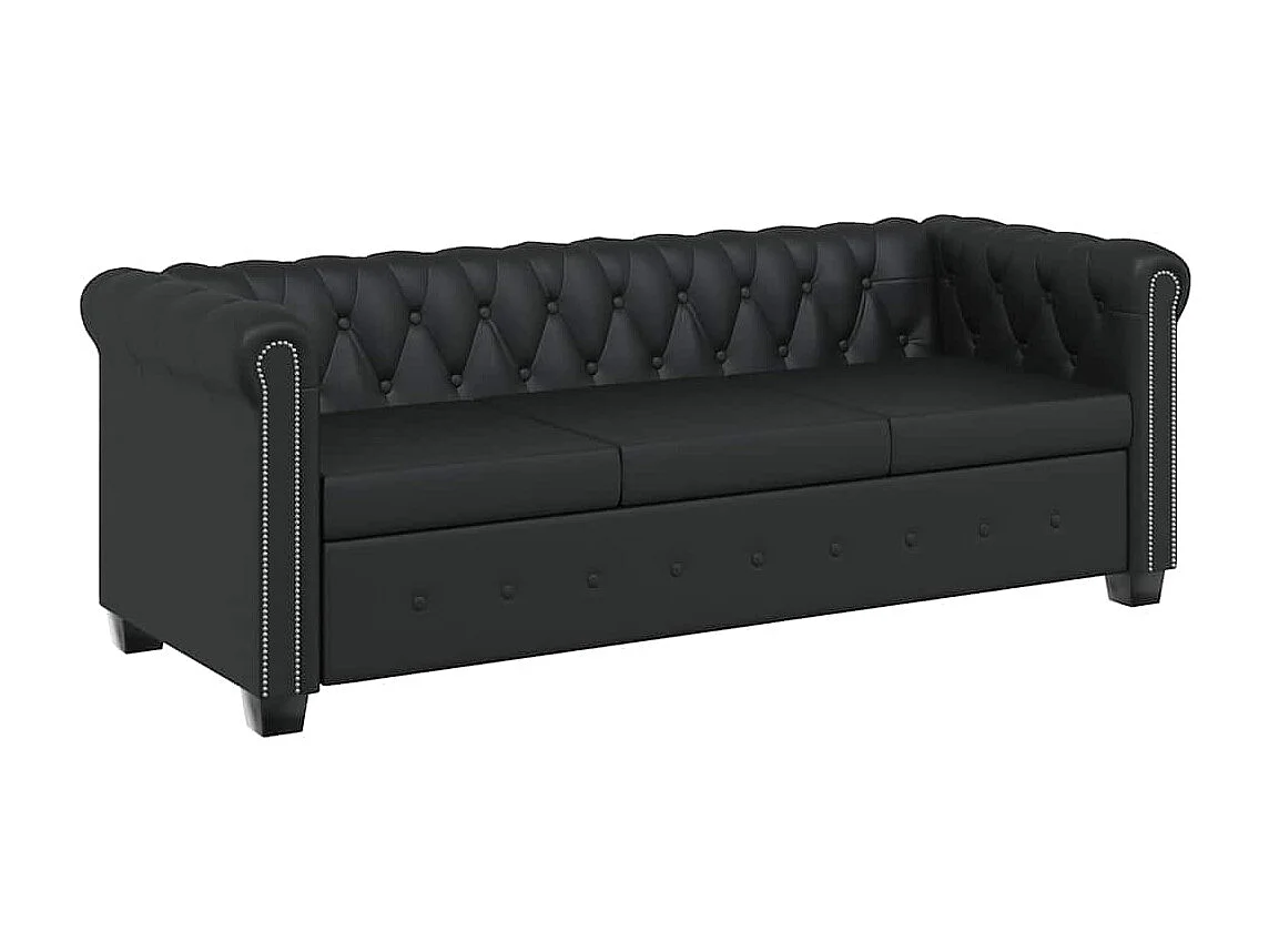 Canapé Chesterfield à 3 places cuir synthétique noir
