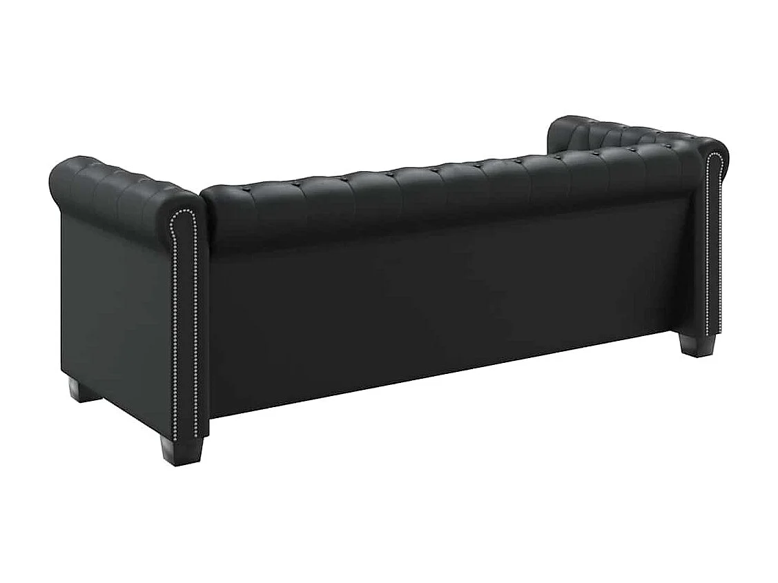 Canapé Chesterfield à 3 places cuir synthétique noir