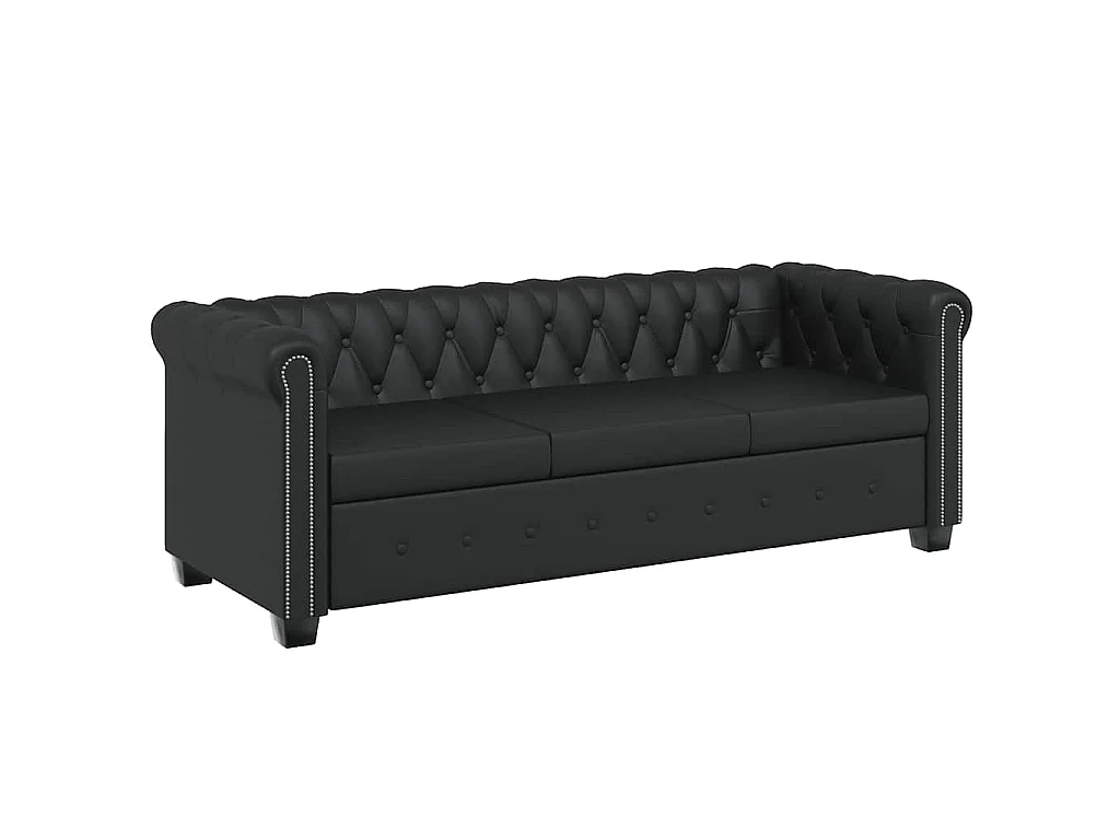 Canapé chesterfield 3 places en simili noir