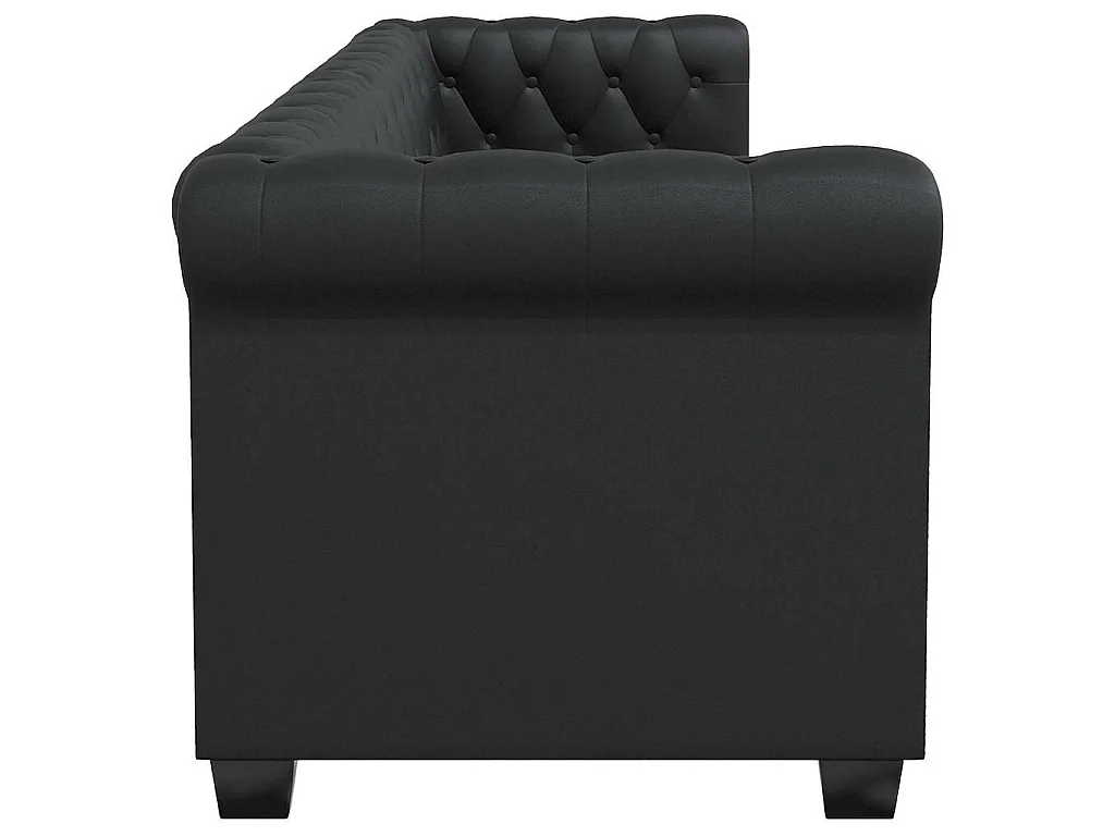 Canapé chesterfield 3 places en simili noir