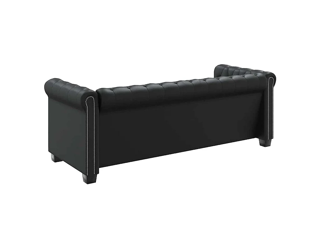 Canapé chesterfield 3 places en simili noir