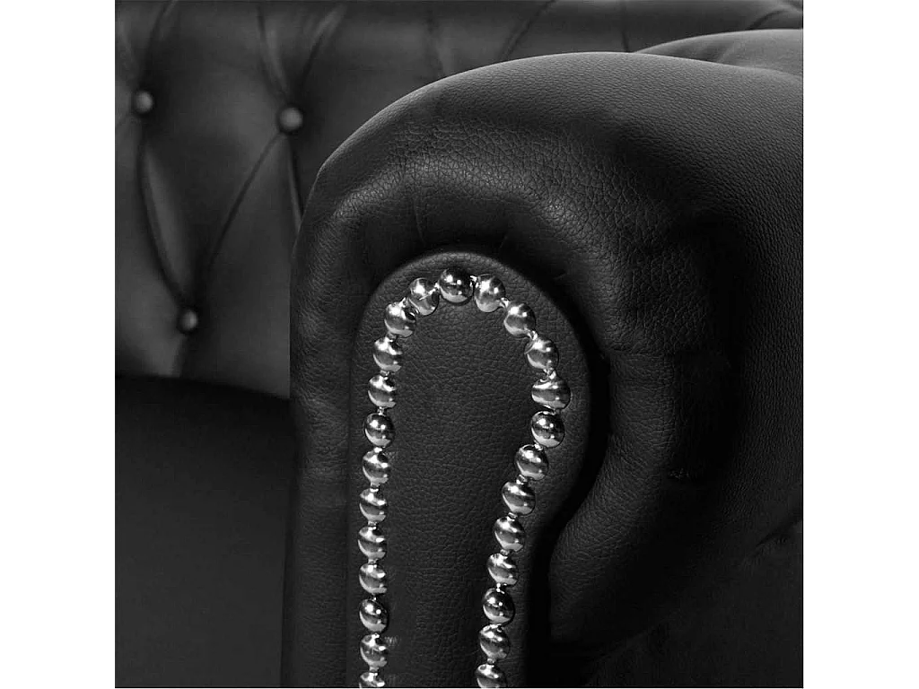 Canapé chesterfield 3 places en simili noir