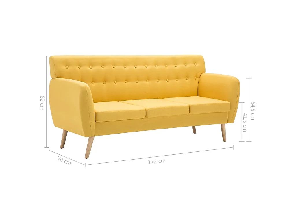 3-Sitzer-Sofa Stoff 172x70x82 cm Gelb