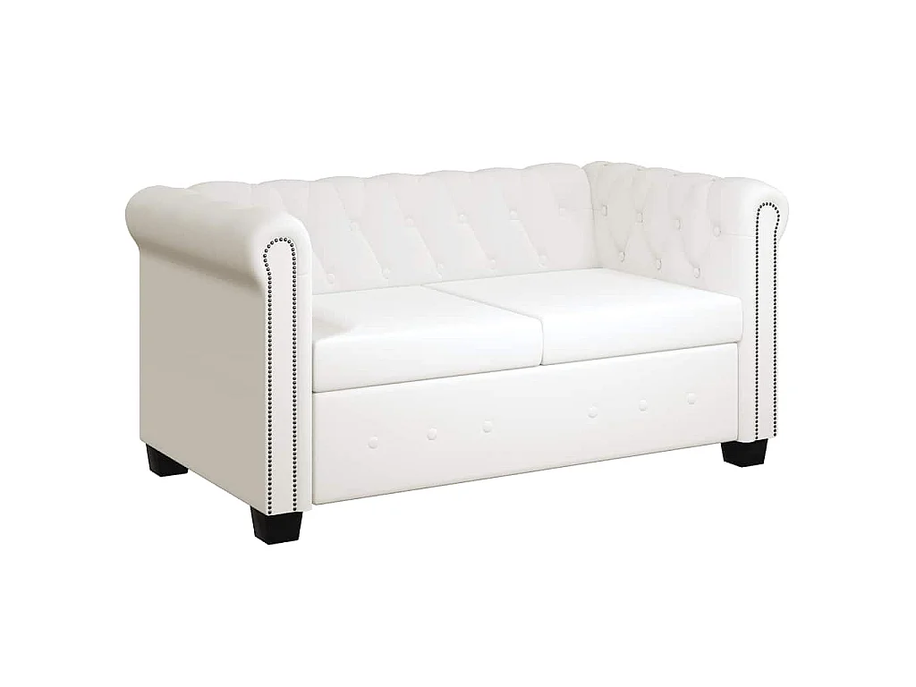 Chesterfield-Sofa 2-Sitzer Kunstleder Weiß
