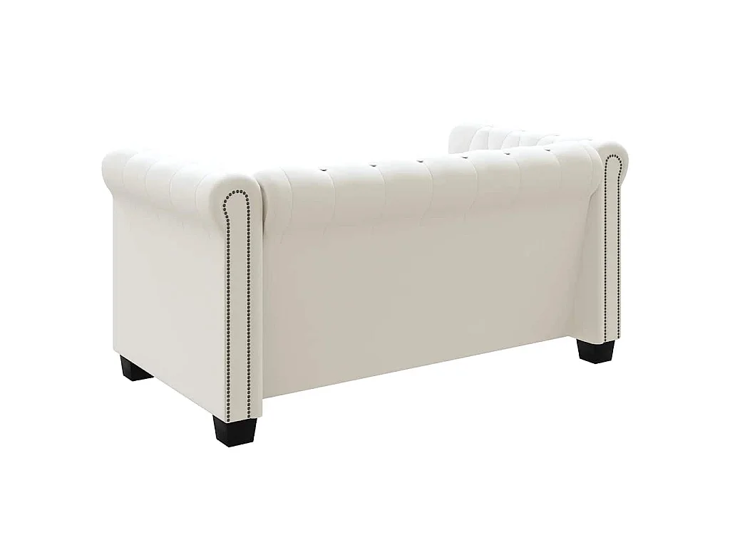 Chesterfield-Sofa 2-Sitzer Kunstleder Weiß