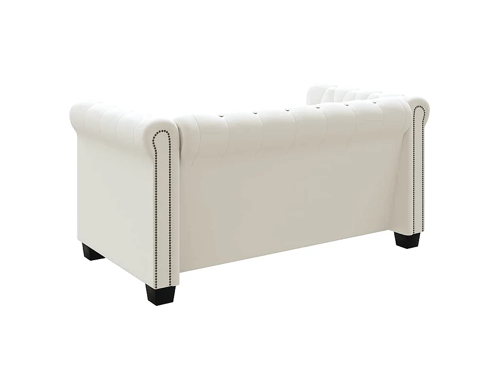 Canapé chesterfield 2 places en simili blanc