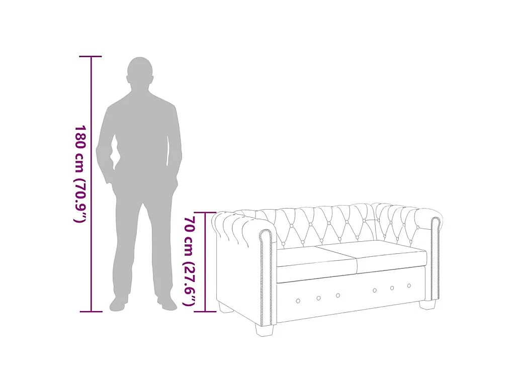 Canapé chesterfield 2 places en simili blanc