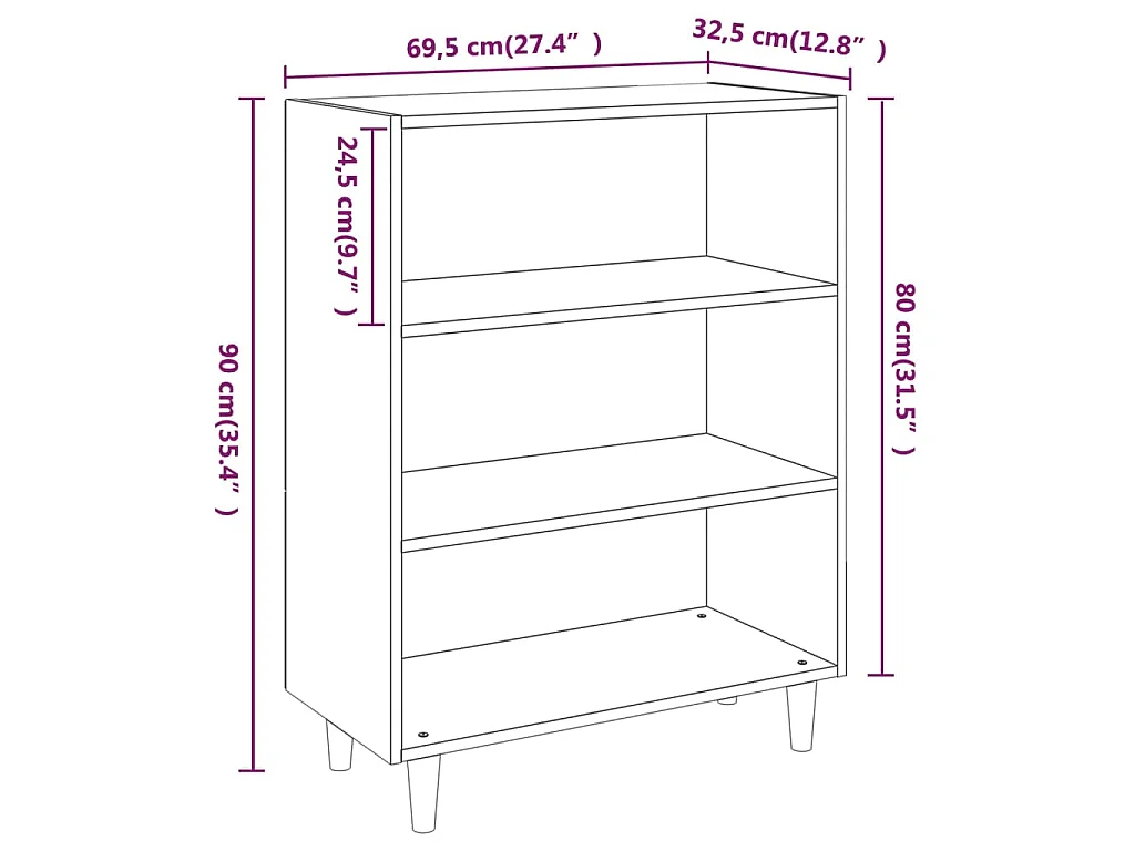 Buffet Gris béton 69,5x32,5x90 cm Bois d'ingénierie