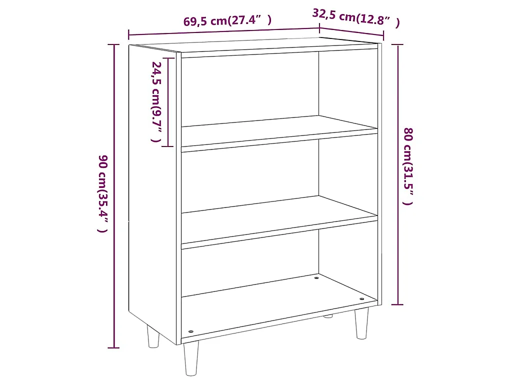 Buffet Gris béton 69,5x32,5x90 cm Bois d'ingénierie