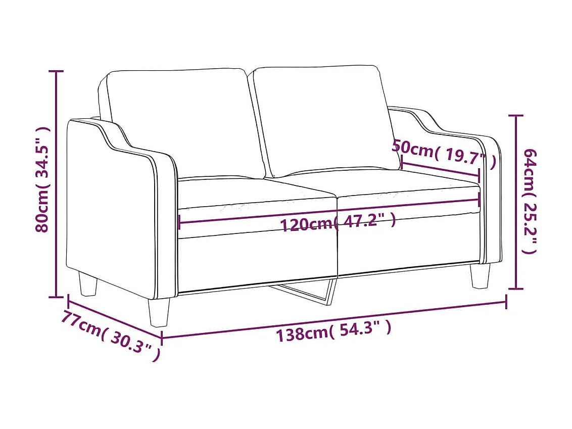 2-Sitzer-Sofa Braun 120 cm Stoff