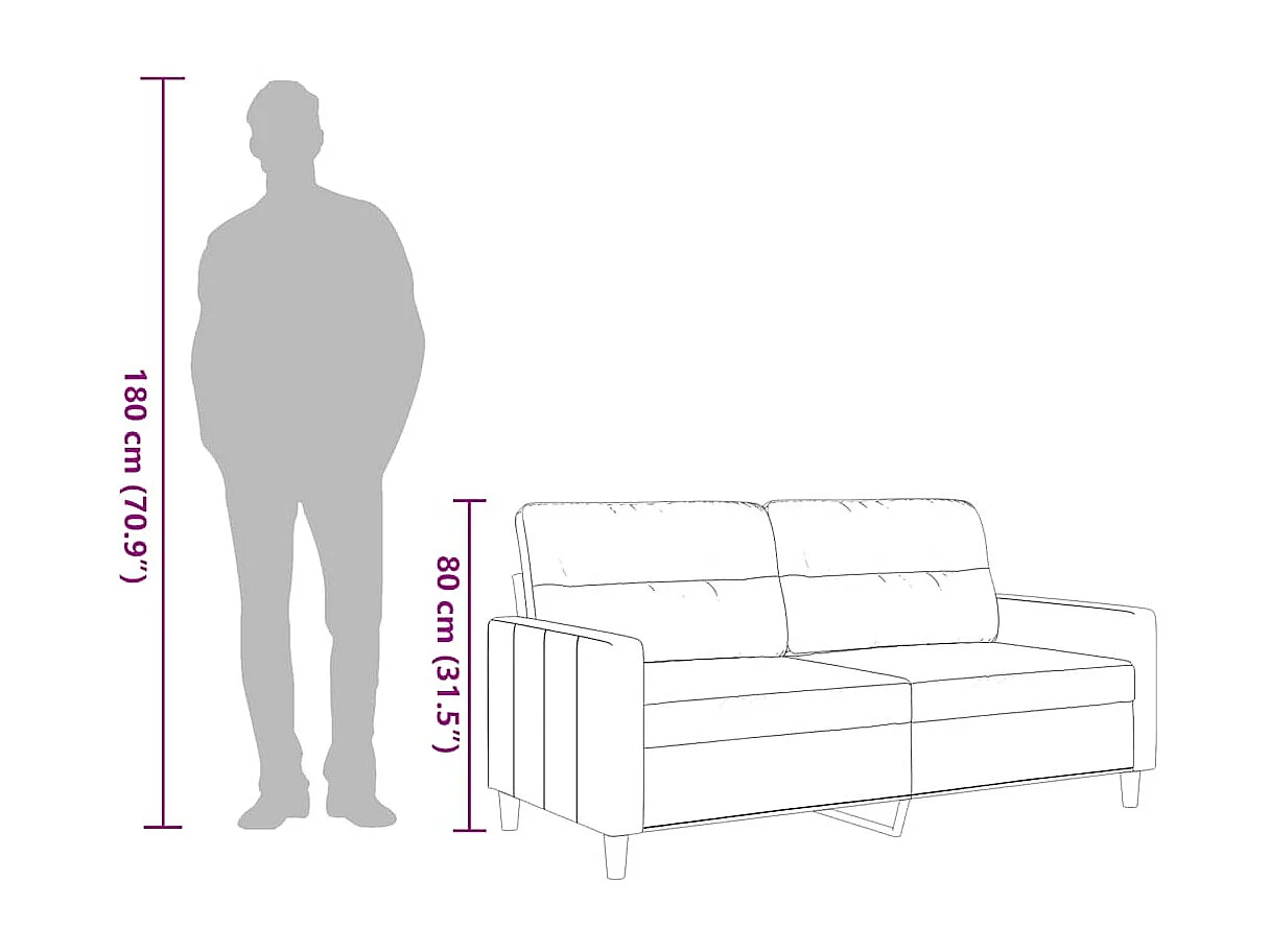 Canapé à 2 places Taupe 140 cm Tissu