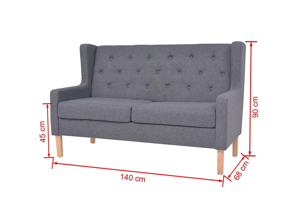 Canapé à 2 places Tissu Gris